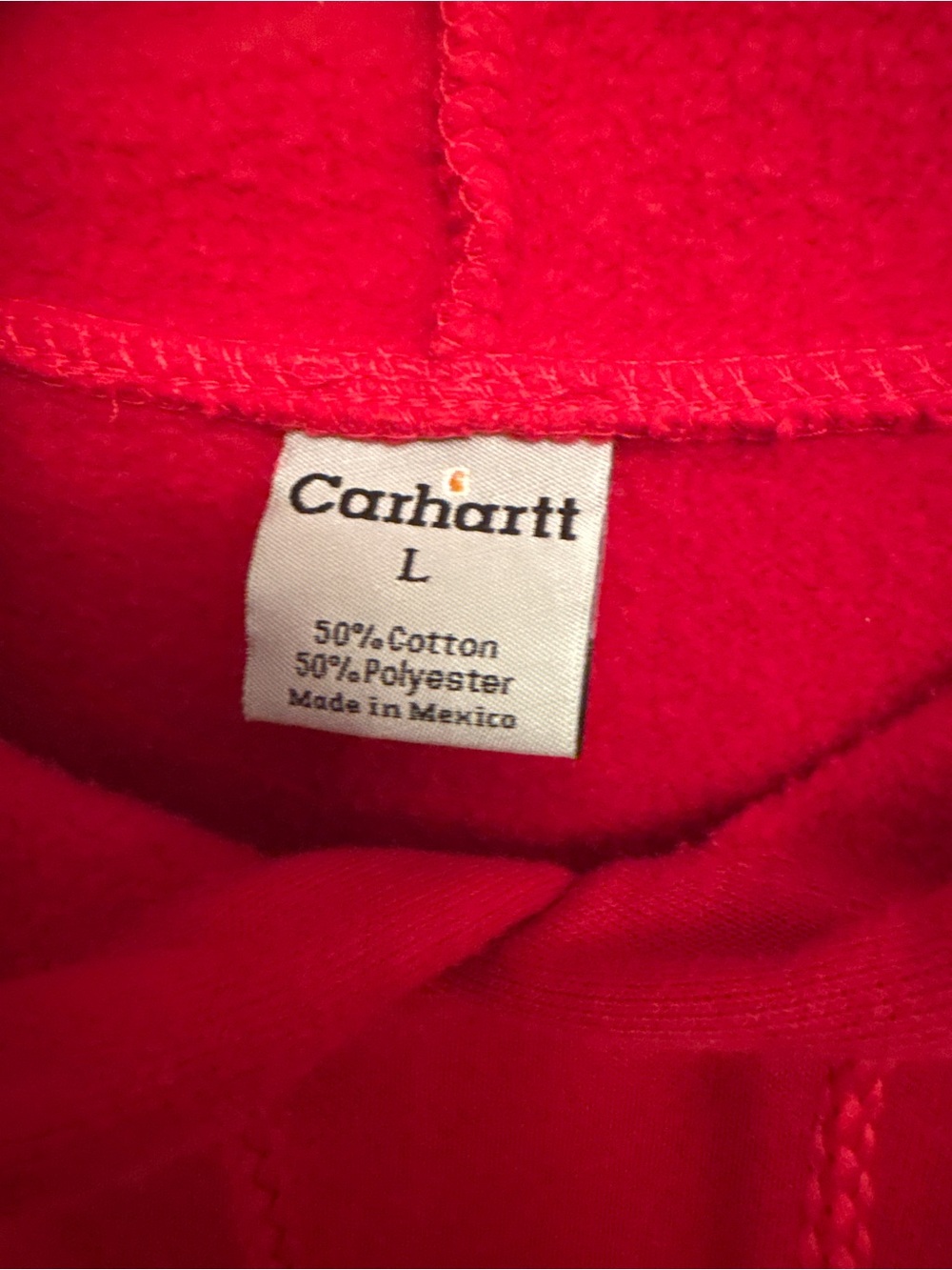 Carhartt Bright Red Pullover Hoodie with Logo Patch - Picture 3 of 3